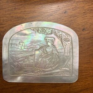 Mother-of-Pearl Carved Shell Plaque - Iridescent White